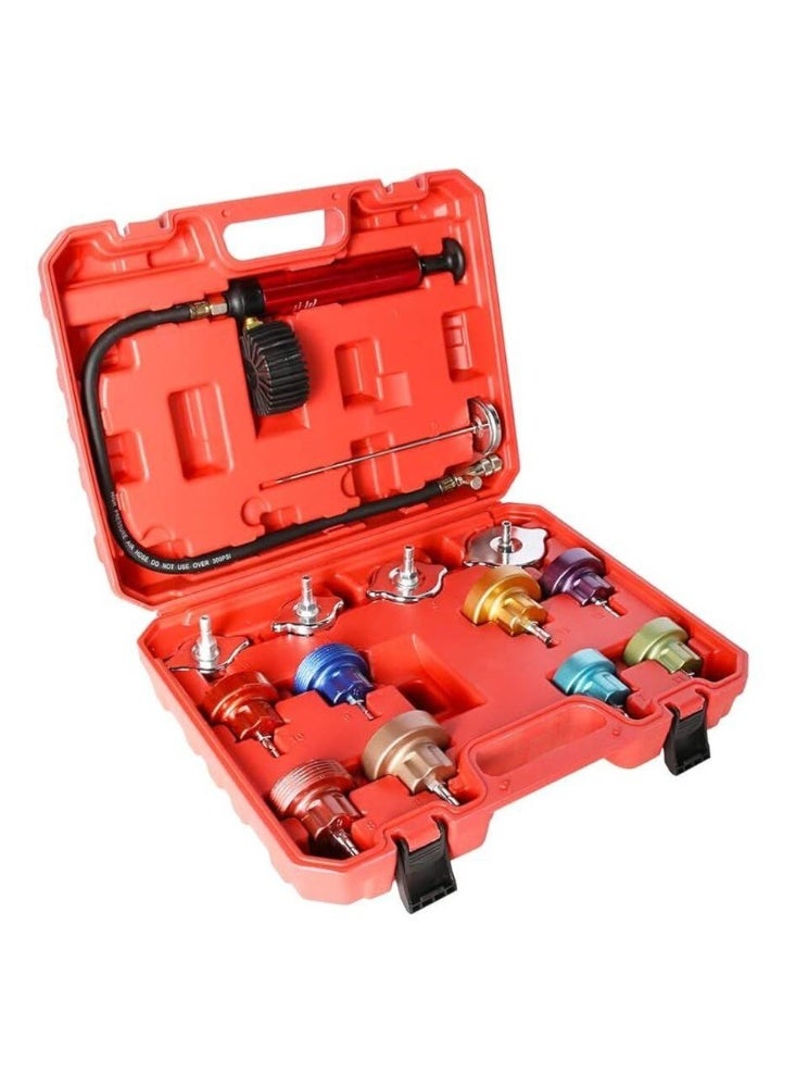 14-Piece Universal Automotive Radiator Pressure Tester Kit - Cooling System Leak Detector & Radiator Cap Checker - Image 2